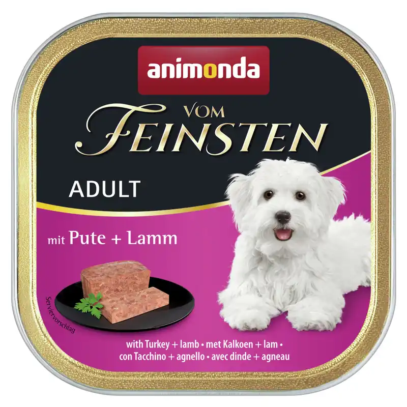 Neu Im Sortiment Sparpaket 22 x 150 g Animonda vom Feinsten Adult mit Pute & Lamm Hunde Nassfutter